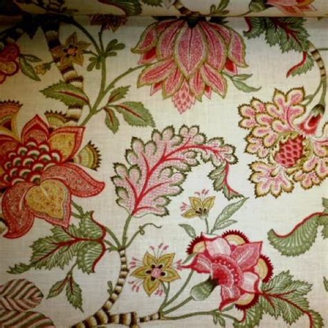 Jacobean Linen Curtain Panel Floral Drape in Kaufmann | Etsy