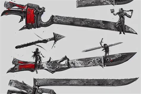 chainsaw sword, weapon concept art, heavy linework, | Stable Diffusion