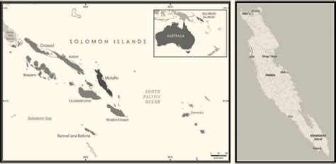 Map of the Solomon Islands. Inset: Province of Malaita with Lau Lagoon ...