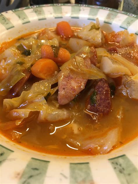 [homemade] Hungarian Sausage, potato and cabbage soup. I love making winter soups! : r ...