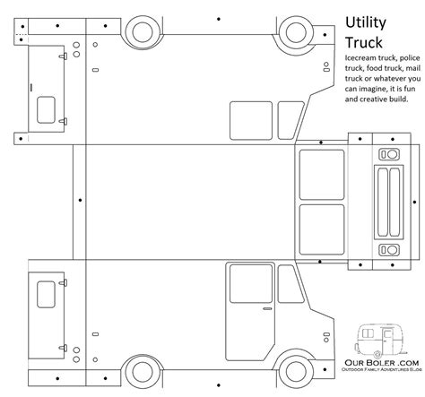 utility truck paper car template | Family Outdoor Adventures | Paper toys template, Paper toy ...