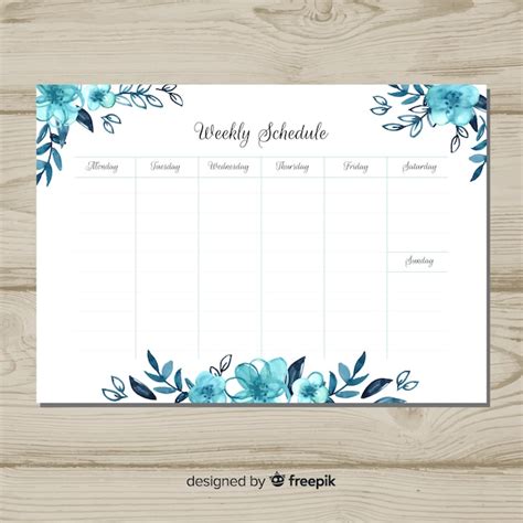 Lovely weekly schedule template with floral style | Free Vector