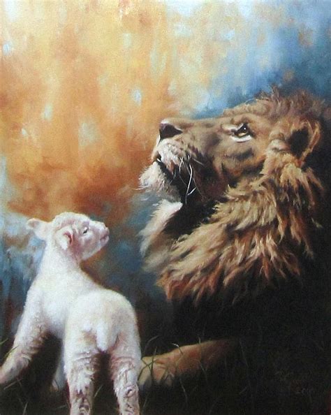 The Lion and the Lamb Painting by Sarah Good - Pixels