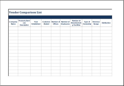 MS Excel Vendor Comparison List Template | Excel Templates | Quotations ...