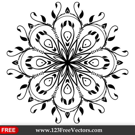 Ornate Floral Design Element Vector Art | 123Freevectors