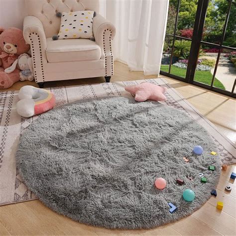 LOCHAS Luxury Round Soft Circle Rug with Fuzzy Fur, Fluffy Area Rugs ...