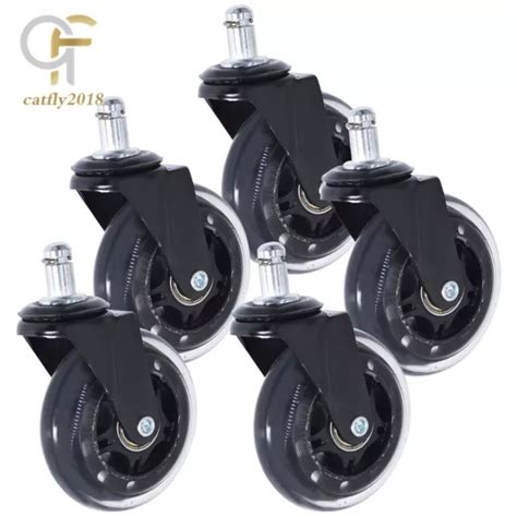 5 PACK 3 " Office Chair Caster Rubber Swivel Wheels Replacement Heavy ...