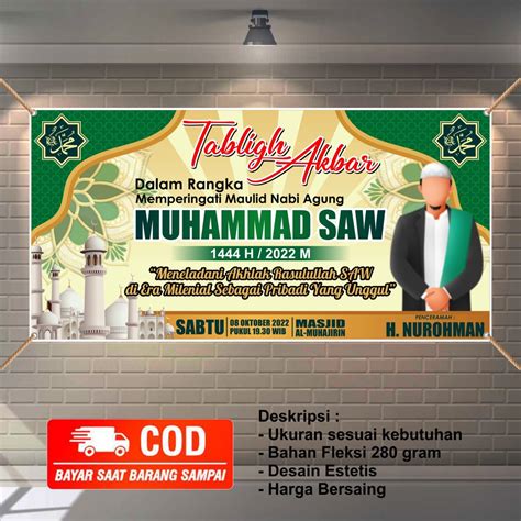 Jual spanduk banner tabligh akbar muludan nabi Muhammad SAW bisa Bayar ...