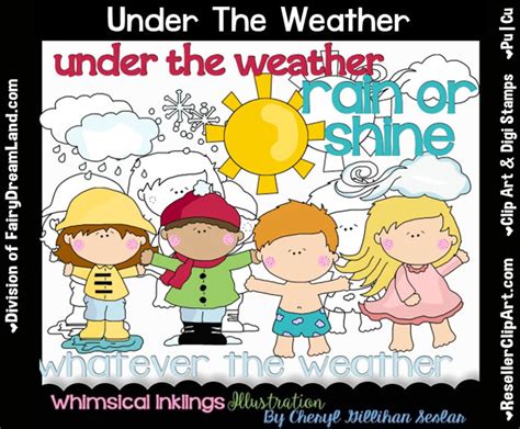 Under The Weather Kids Digital Clip Art & Black White Image | Etsy