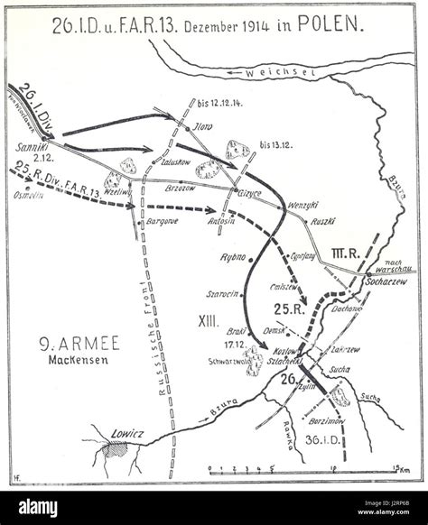 Map page 31: 26th Infantry Division and Field Artillery Regiment 13 Poland 1914 Stock Photo - Alamy