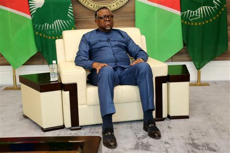 Namibian President Hage Geingob is interviewed by the Cuban Television ...