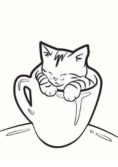 Free & Easy To Print Kitten Coloring Pages | Simple cat drawing, Cat coloring page, Cute ...