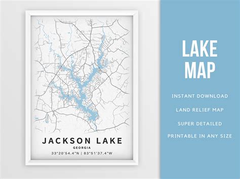 Printable Map of Jackson Lake Georgia United States | Etsy