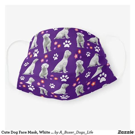 Cute Dog Face Mask, White Boxer Dog Cloth Face Mask | Zazzle.com in 2020 | White boxer dogs ...