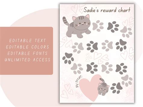 Reward Chart for Kids Sticker Chart Digital Printable Instant Download Editable Reward Chart ...