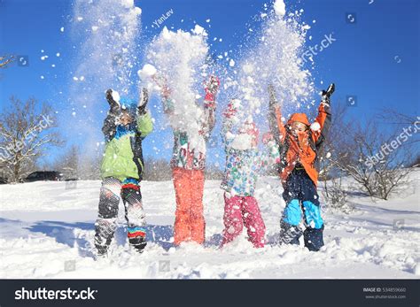 Group Children Playing On Snow Winter Stock Photo (Edit Now) 534859660