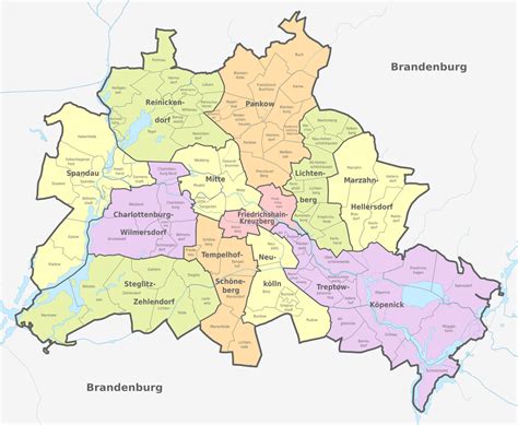 Berlin’s 12 districts and 96 administrative neighborhoods | Landkarte ...