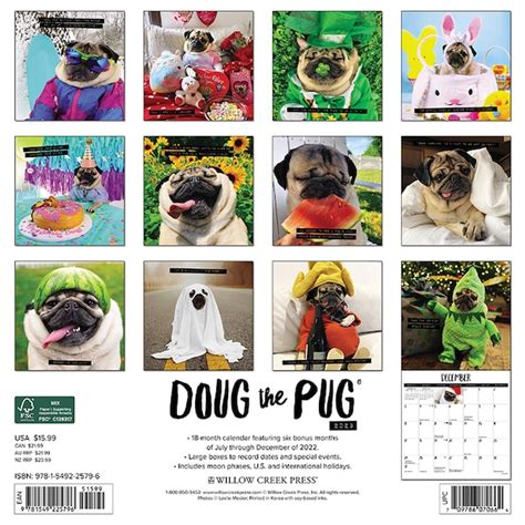 2023 12M WALL 12X12 Doug the Pug Calendar by Willow Creek Press | Gifts | www.chapters.indigo.ca