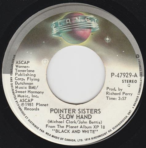 Pointer Sisters - Slow Hand (1981, Quality Pressing, Vinyl) | Discogs