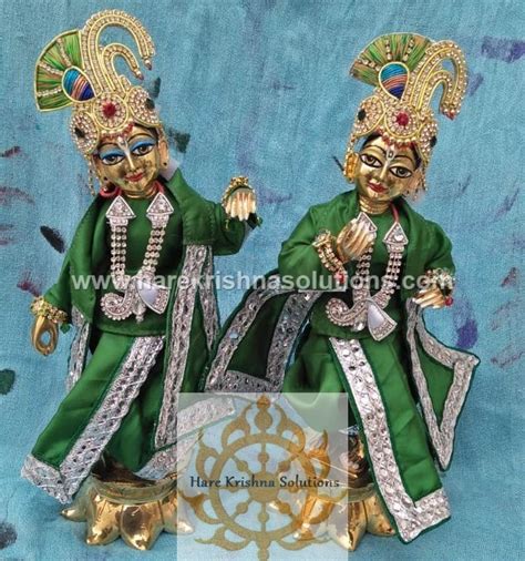 10 Inches Krishna Balaram Deity /Statue/Murthy(Asthadhatu Metal, Plain-Green, Silver) - Hare ...