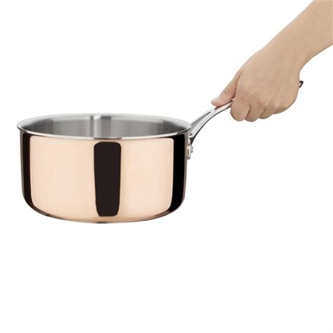 Vogue Induction Tri-Wall Copper Saucepan - 200x100mm - FS667 - Buy Online at Nisbets