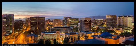 Panoramic Picture/Photo: San Jose skyline at dusk from Adobe building to Fairmont hotel. San ...