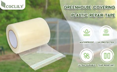 Amazon.com: COCLILY Greenhouse Plastic Sheeting Repair Tape, 6" x164' Greenhouse Plastic Film ...