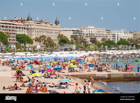 The famous beach of Cannes at the Croisette in summer - CITY OF CANNES ...