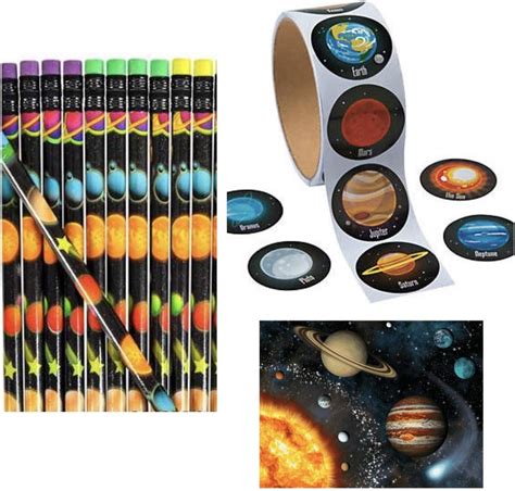 Amazon.com : 3 Dozen (36) Outer Space Pencils & 200 Planet Stickers ...