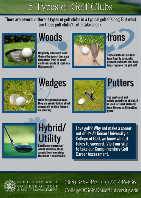 a poster with different types of golf clubs