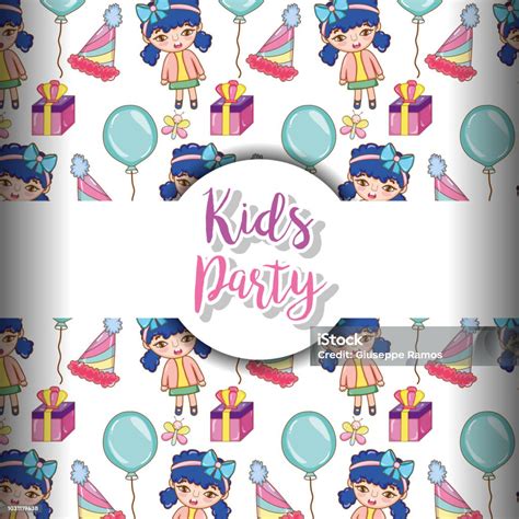 Kids Party Background Stock Illustration - Download Image Now - Art, Balloon, Cartoon - iStock