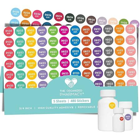 Amazon.com : Well Tile Pills Expiration Dates Stickers 1 Inch Inventory ...