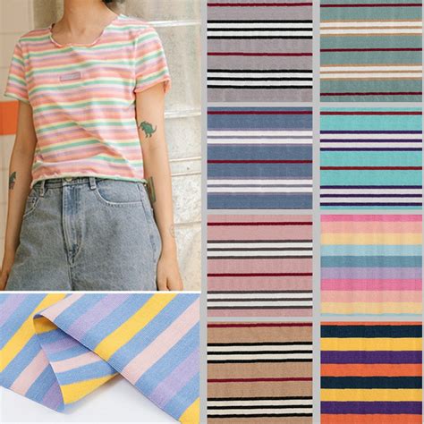 170g Fine Cotton Fabric Jersey Striped Cotton Fabric T-shirt | Etsy