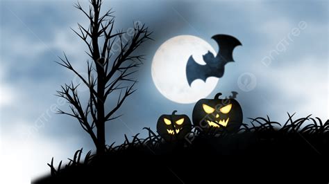 Halloween Pumpkin Silhouette Vector PNG, Halloween Horror Moon Night ...