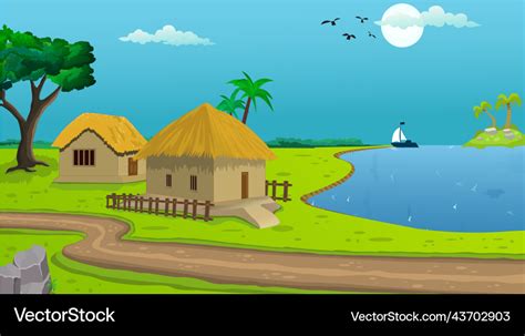 Village cartoon background Royalty Free Vector Image