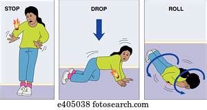 Stock Illustration of Stop, drop and roll technique, drop e405039 - Search Vector Clipart ...