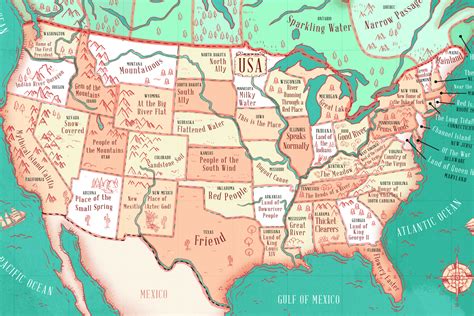 Map Shows the Literal Meaning of Every State's Name Country Names, Usa ...