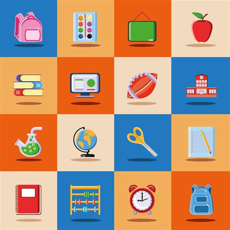 school supplies icons 6066142 Vector Art at Vecteezy