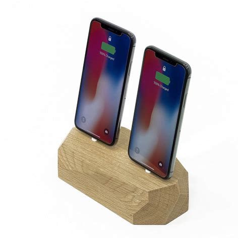 Iphone Dual Charging Station Charging Dock Wooden Desk | Etsy