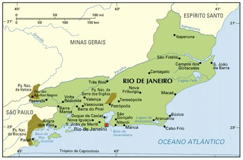 Map of Rio de Janeiro, Brazil