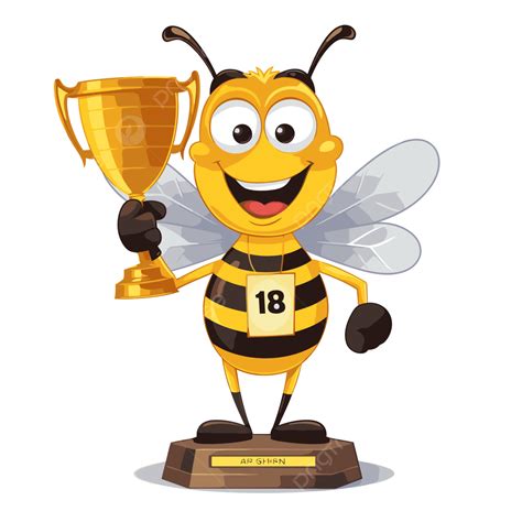 Concurso De Ortografía Vector PNG , Pegatina Clipart Atractiva Abeja Con Trofeo Y Placa, Dibujos ...