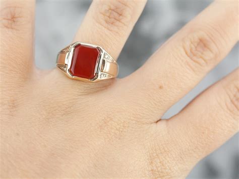 Vintage Carnelian Ring Yellow Gold Carnelian Ring Unisex | Etsy