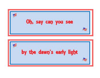 United States National Anthem (Star Spangled Banner) Lyric Sequencing Cards