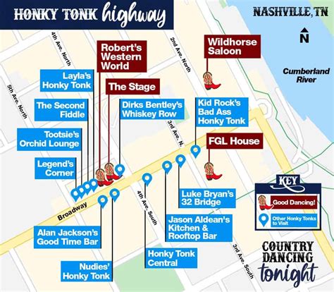 Honky Tonk Highway | Nashville vacation, Nashville map, Country bar