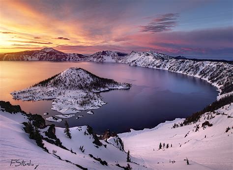 crater lake in winter, oregon photo | One Big Photo