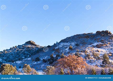 Garden of the gods stock photo. Image of rock, snow - 289651712