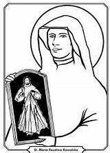 St Faustina Coloring Page  Pages Divine mercy Sunday sketch template