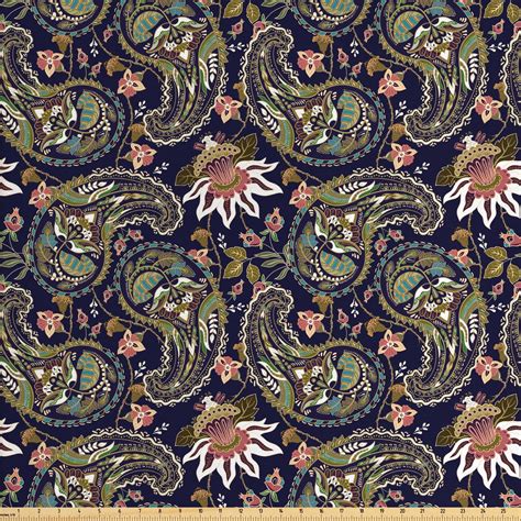 Jacobean Fabric by The Yard, Floral Vintage Nostalgia Pattern with ...