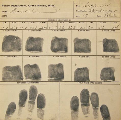 Fingerprint Card, First Side | History Grand Rapids