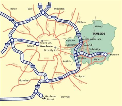 M60 Ring Road Map Tameside Greater Manchester - Tameside MBC